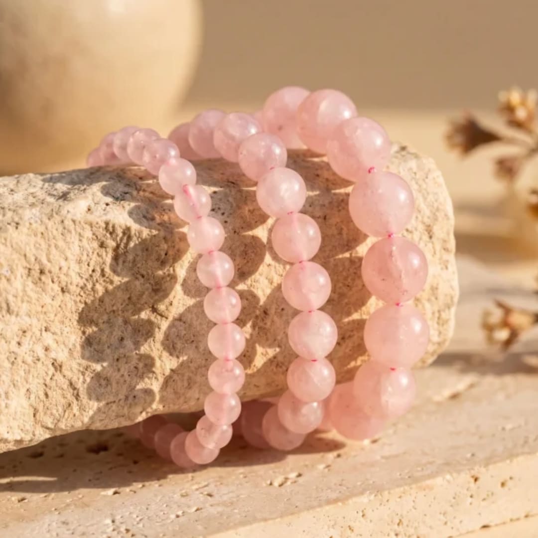 Bracelet "Amour Inconditionnel" en Quartz Rose - - L'Arbre des Chakras