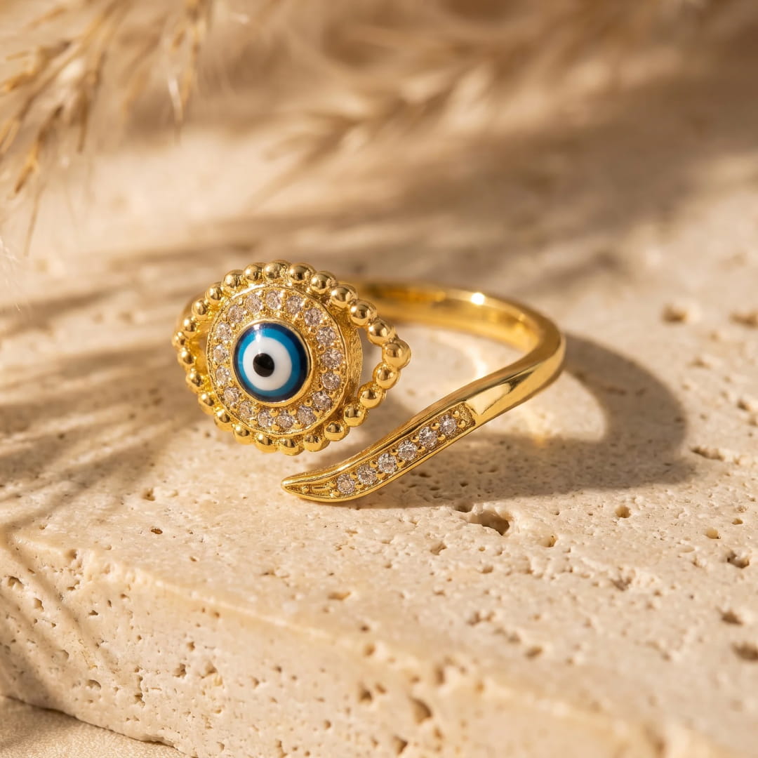 Bague Ajustable Oeil Bleu Porte-Bonheur - - L'Arbre des Chakras