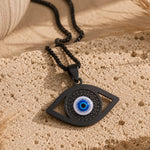 Pendentif Oeil Bleu - Protection Symbolique du Mauvais Oeil - Noire - L'Arbre des Chakras