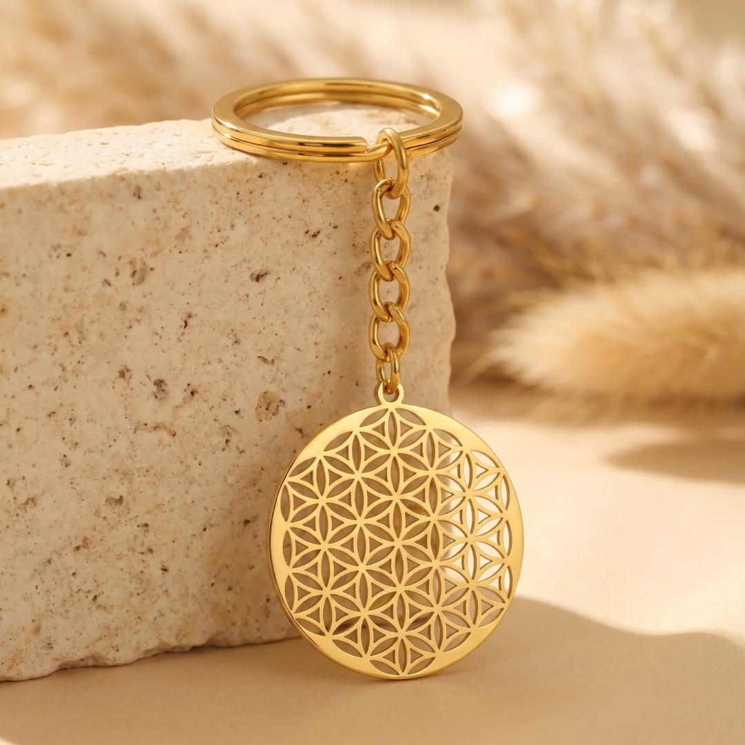 Porte-Clés Fleur de Vie - dorée - L'Arbre des Chakras