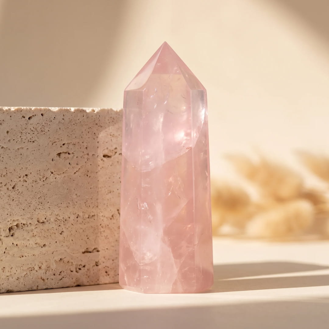 Pointe en Quartz Rose - - L'Arbre des Chakras