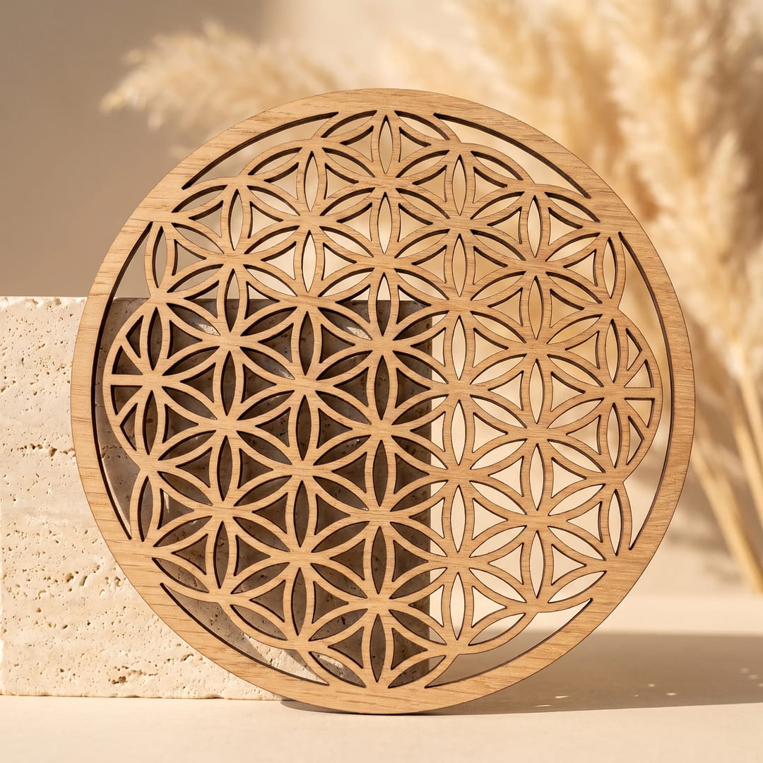 Fleur de Vie Harmonisante en Bois Naturel - - L'Arbre des Chakras