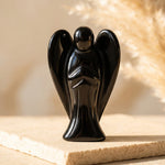 Statuette "Ange Protecteur" en Pierre Naturelle - Obsidienne Noire - L'Arbre des Chakras