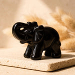 Éléphant "Gardien de Sagesse" en Obsidienne - Obsidienne Noire - L'Arbre des Chakras