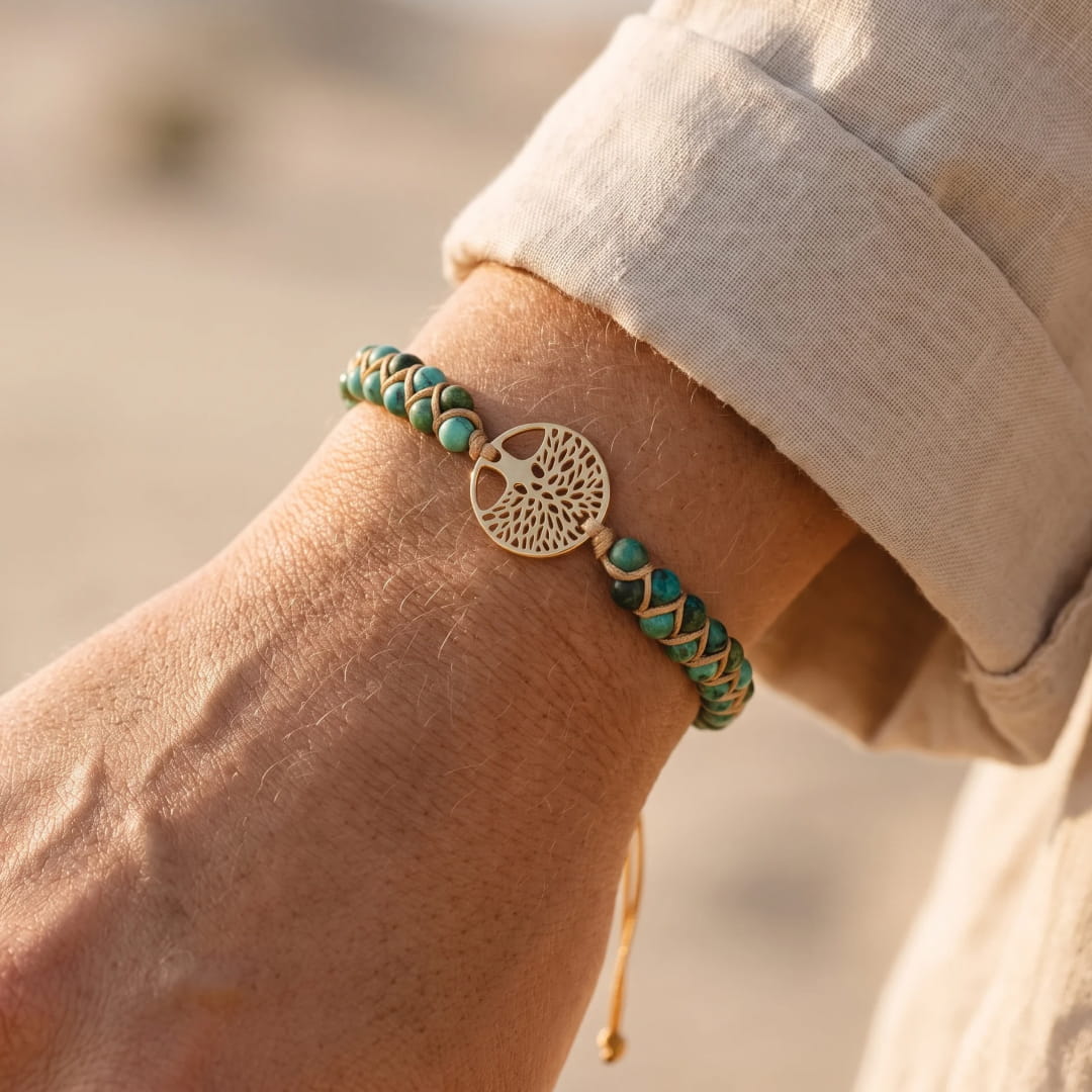 Bracelet "Vie Éternelle" en Turquoise Africaine - - L'Arbre des Chakras