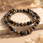 Collier "3 Protections" en Hématite, Obsidienne & Oeil de Tigre - 6mm / 55cm - L'Arbre des Chakras