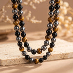 Collier "3 Protections" en Hématite, Obsidienne & Oeil de Tigre - - L'Arbre des Chakras