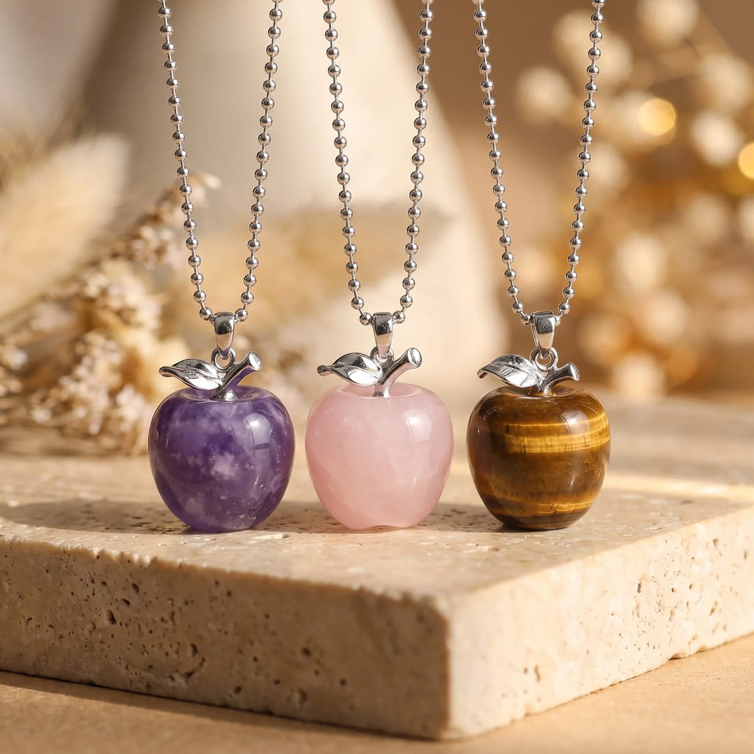 Pendentif "Pomme" en Pierre Naturelle - - L'Arbre des Chakras