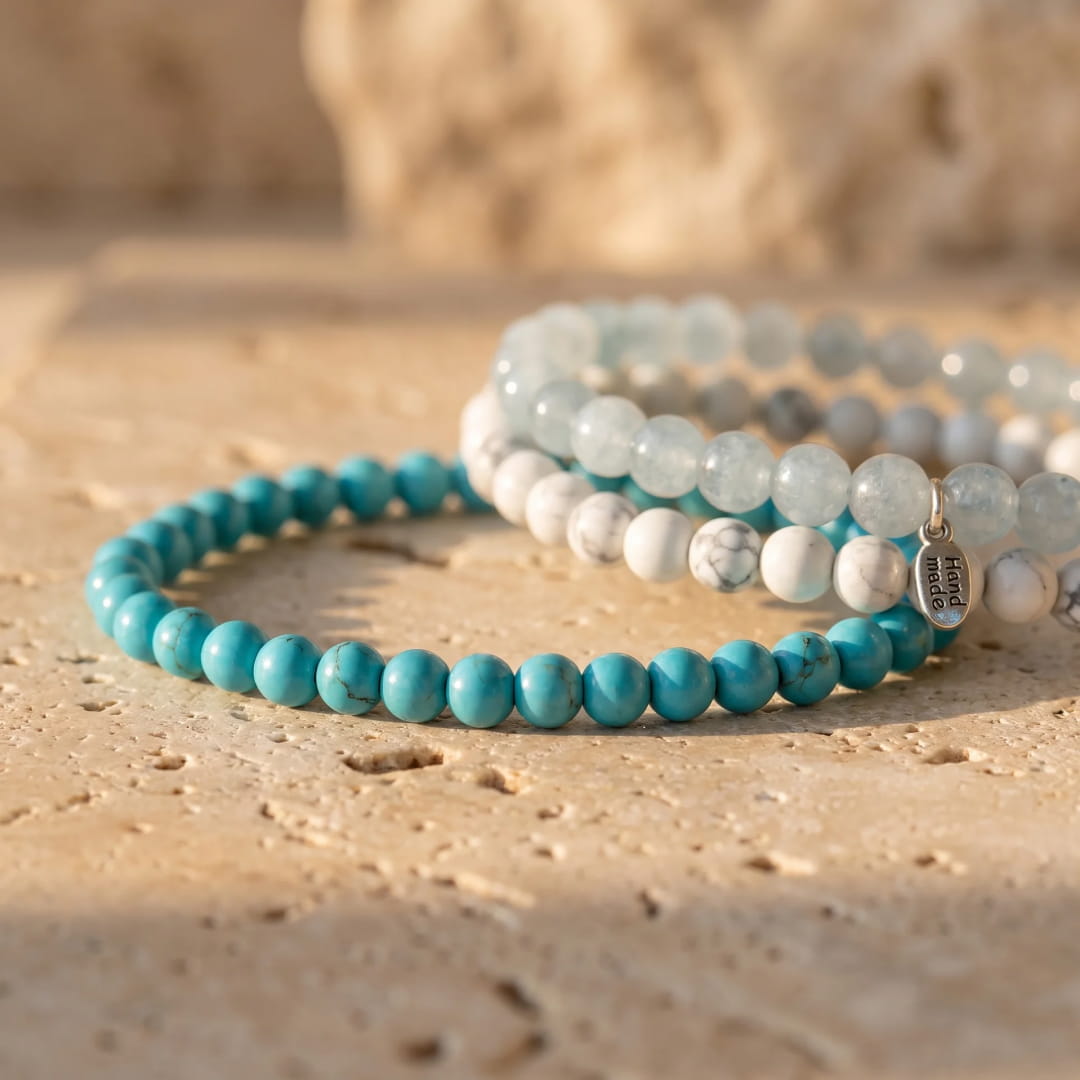 Ensemble "Océan de Douceur" en Turquoise, Howlite & Aigue-Marine - - L'Arbre des Chakras