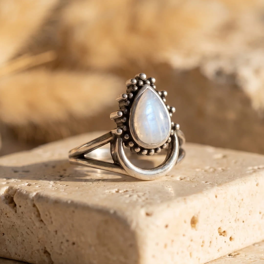 Bague "Lune Intuitive" en Pierre de Lune - - L'Arbre des Chakras