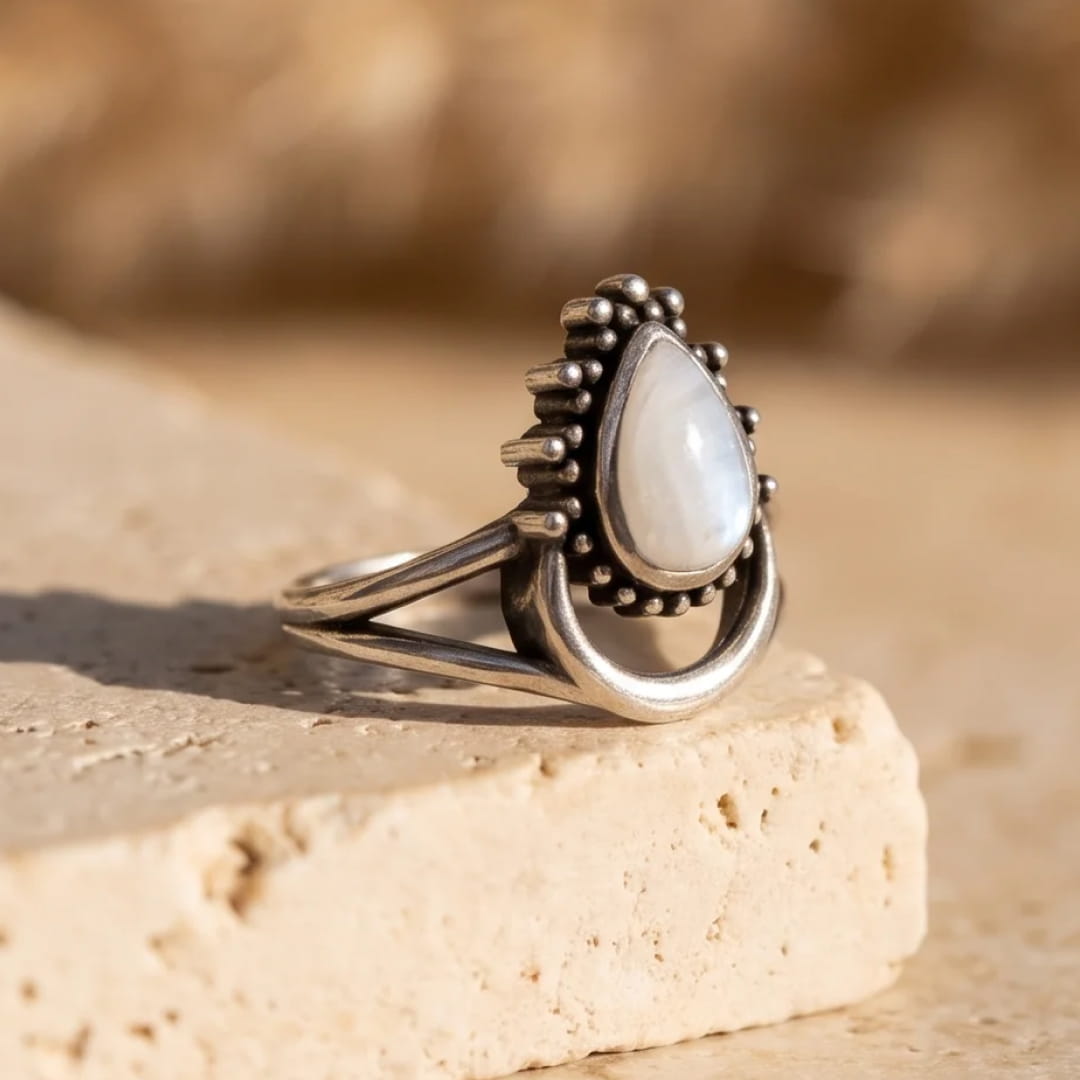 Bague "Lune Intuitive" en Pierre de Lune - - L'Arbre des Chakras