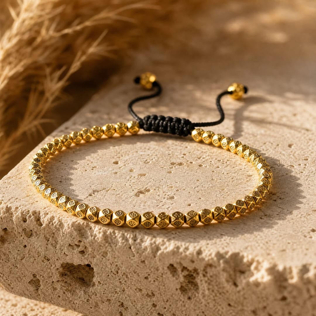 Bracelet "Vœu Tibétain" en Perles Facettées - dorée - L'Arbre des Chakras