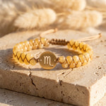 Bracelet Tressé "12 Constellations" en Pierres Naturelles - Scorpion - Calcite Jaune - L'Arbre des Chakras