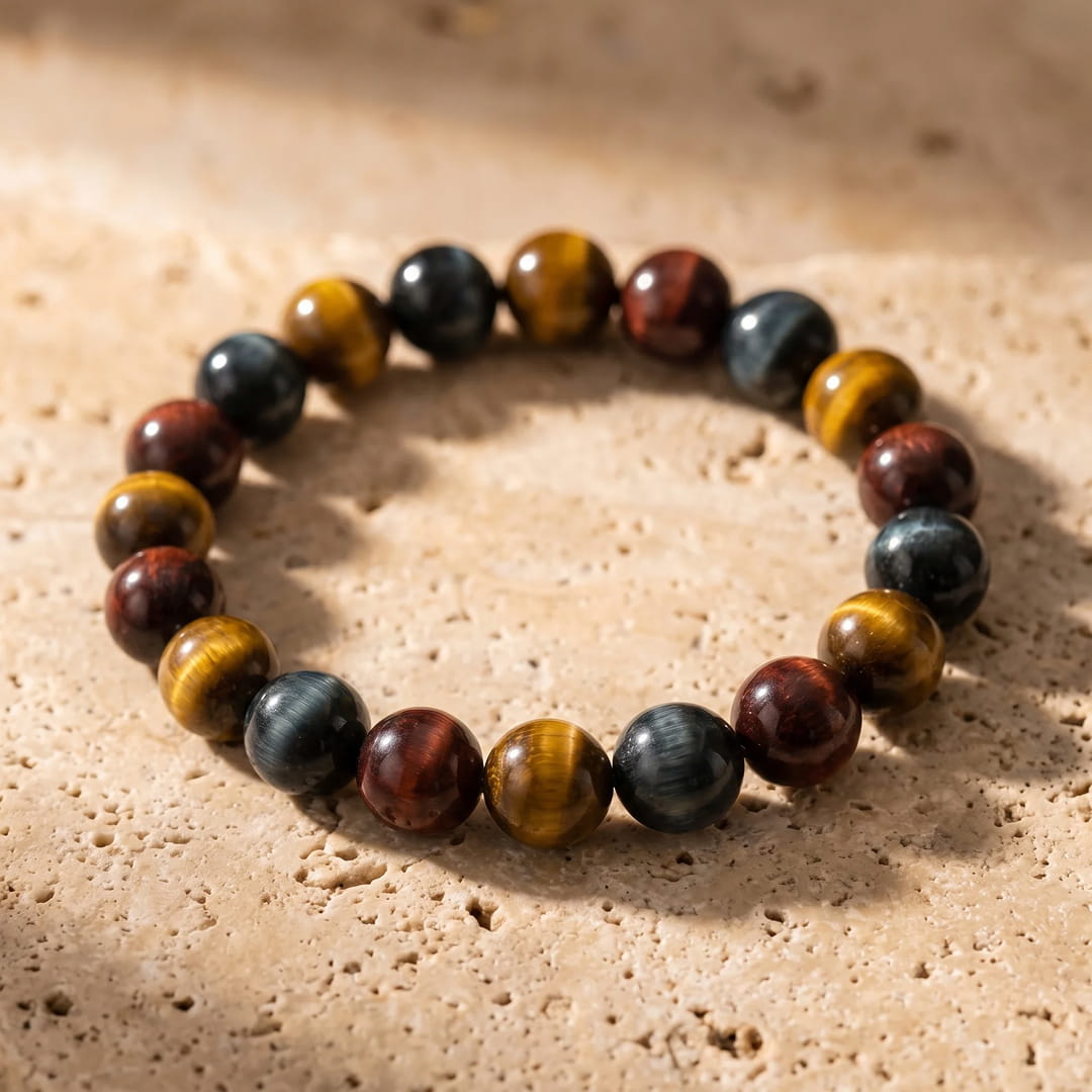 Bracelet "Oeil Multiple" en Oeil de Tigre, Oeil de Taureau & Oeil de Faucon - - L'Arbre des Chakras