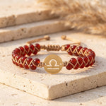 Bracelet Tressé "12 Constellations" en Pierres Naturelles - Balance - Agate Rouge - L'Arbre des Chakras
