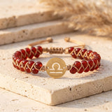 Bracelet Tressé "12 Constellations" en Pierres Naturelles - Balance - Agate Rouge - L'Arbre des Chakras
