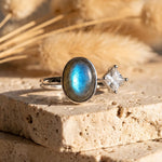 Bague "Élégance Intuitive" en Labradorite et Zircon - - L'Arbre des Chakras