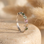 Bague Ajustable "Mangala" en Tourmaline multi-colore - - L'Arbre des Chakras