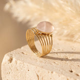 Bague "Aura d’Amour" en Quartz Rose - - L'Arbre des Chakras