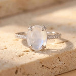 Bague Ajustable "Kirana" en Pierre de Lune & Argent - - L'Arbre des Chakras