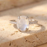 Bague Ajustable "Kirana" en Pierre de Lune & Argent - - L'Arbre des Chakras