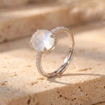 Bague Ajustable "Kirana" en Pierre de Lune & Argent - - L'Arbre des Chakras