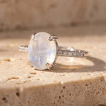 Bague Ajustable "Kirana" en Pierre de Lune & Argent - - L'Arbre des Chakras