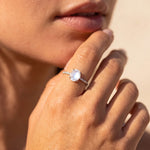 Bague Ajustable "Kirana" en Pierre de Lune & Argent - - L'Arbre des Chakras