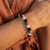 Bracelet "Accord Parfait" en Tourmaline Noire, Rhodonite & Quartz Rose - - L'Arbre des Chakras