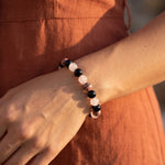 Bracelet "Accord Parfait" en Tourmaline Noire, Rhodonite & Quartz Rose - - L'Arbre des Chakras