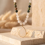Collier Mala Agate Indienne, Quartz Blanc - - L'Arbre des Chakras