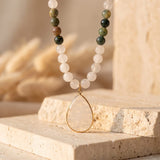 Collier Mala Agate Indienne, Quartz Blanc - - L'Arbre des Chakras