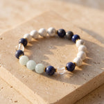 Collier Mala "Sérénité Bleue" en Lapis-Lazuli, Aigue-Marine & Howlite - - L'Arbre des Chakras