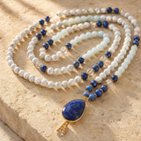 Collier Mala "Sérénité Bleue" en Lapis-Lazuli, Aigue-Marine & Howlite - Collier seul - L'Arbre des Chakras
