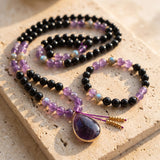 Collier Mala « Gardienne Intérieure » en Pierres Naturelles - Collier + bracelet - L'Arbre des Chakras