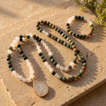 Collier Mala Agate Indienne, Quartz Blanc - Collier + Bracelet - L'Arbre des Chakras