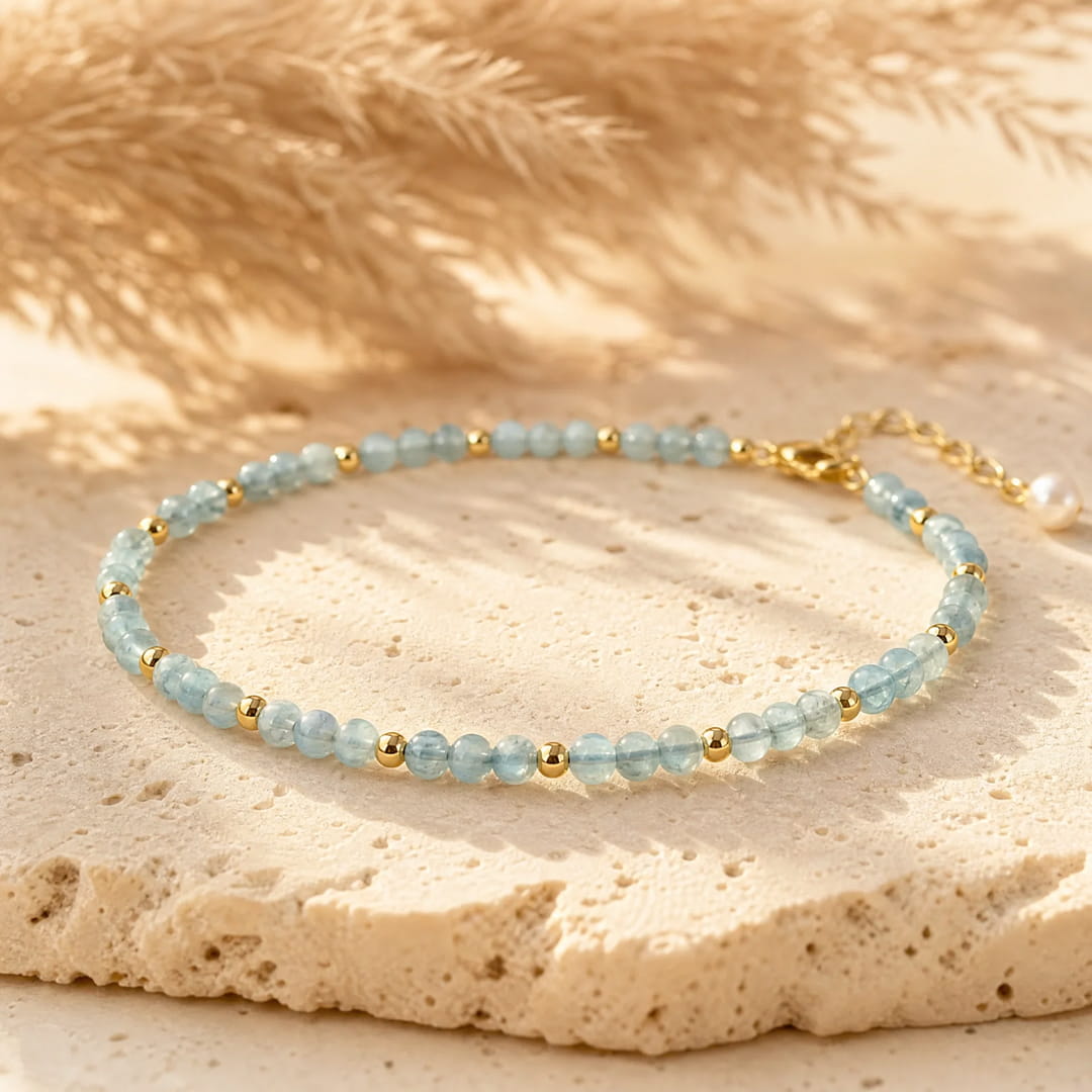 Bracelet "Mois Sacré" – Pierre de Naissance - Mars - Aigue-Marine - L'Arbre des Chakras