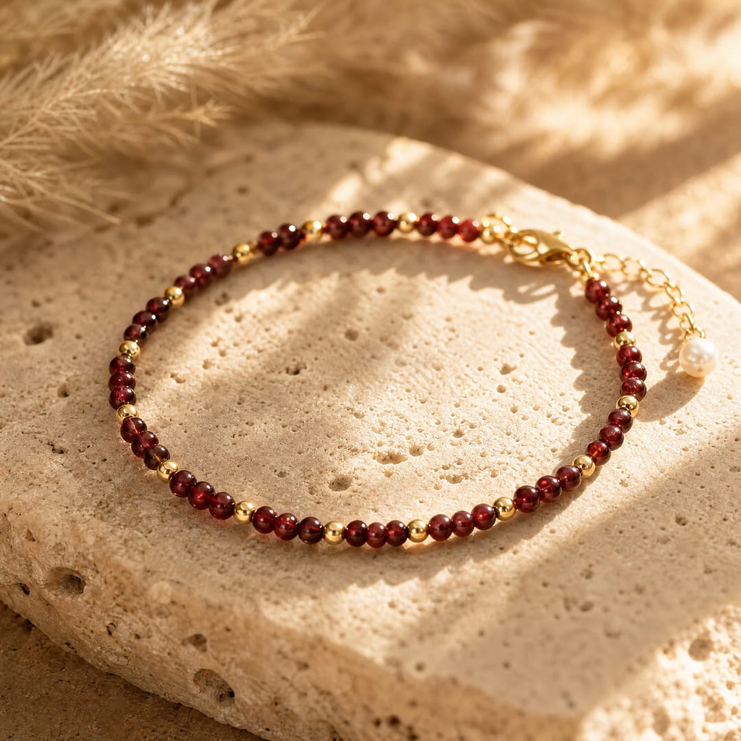 Bracelet "Mois Sacré" – Pierre de Naissance - Janvier - Grenat - L'Arbre des Chakras