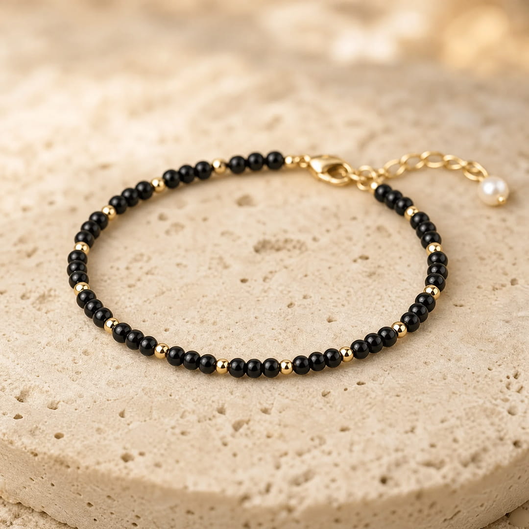 Bracelet "Mois Sacré" – Pierre de Naissance - Octobre - Tourmaline noire - L'Arbre des Chakras