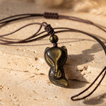 Pendentif "Renard Sage" en Obsidienne Dorée - Corde - L'Arbre des Chakras
