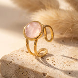 Bague "Iris" en Quartz Rose
