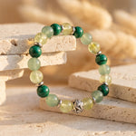 Bracelet "Souffle de Nature" en Malachite, Préhnite et Aventurine Verte