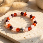 Bracelet Premium "Force du Cœur" en Grenat, Quartz Rose & Cornaline