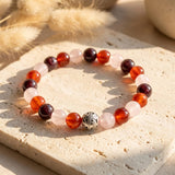 Bracelet Premium "Force du Cœur" en Grenat, Quartz Rose & Cornaline
