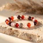 Bracelet Premium "Force du Cœur" en Grenat, Quartz Rose & Cornaline