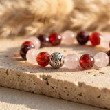 Bracelet Premium "Force du Cœur" en Grenat, Quartz Rose & Cornaline