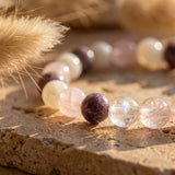 Bracelet "Douceur Céleste" en Pierre de Lune, Quartz Rose et Lépidolite - - L'Arbre des Chakras