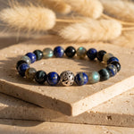 Bracelet "Boussole Intérieure" en Lapis Lazuli, Labradorite & Oeil de Faucon - 17cm - L'Arbre des Chakras