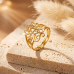 Bague Ajustable "Lotus Bohème" - Dorée - L'Arbre des Chakras