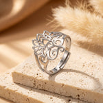 Bague Ajustable "Lotus Bohème" - Argentée - L'Arbre des Chakras